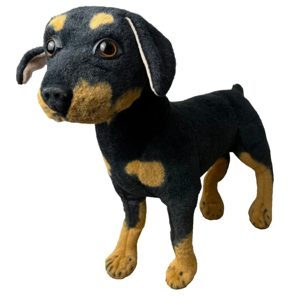 Rottweiler‎ Realistic Plush Black Brown Standing Dog Stuffed Animal Toy 20 x 17